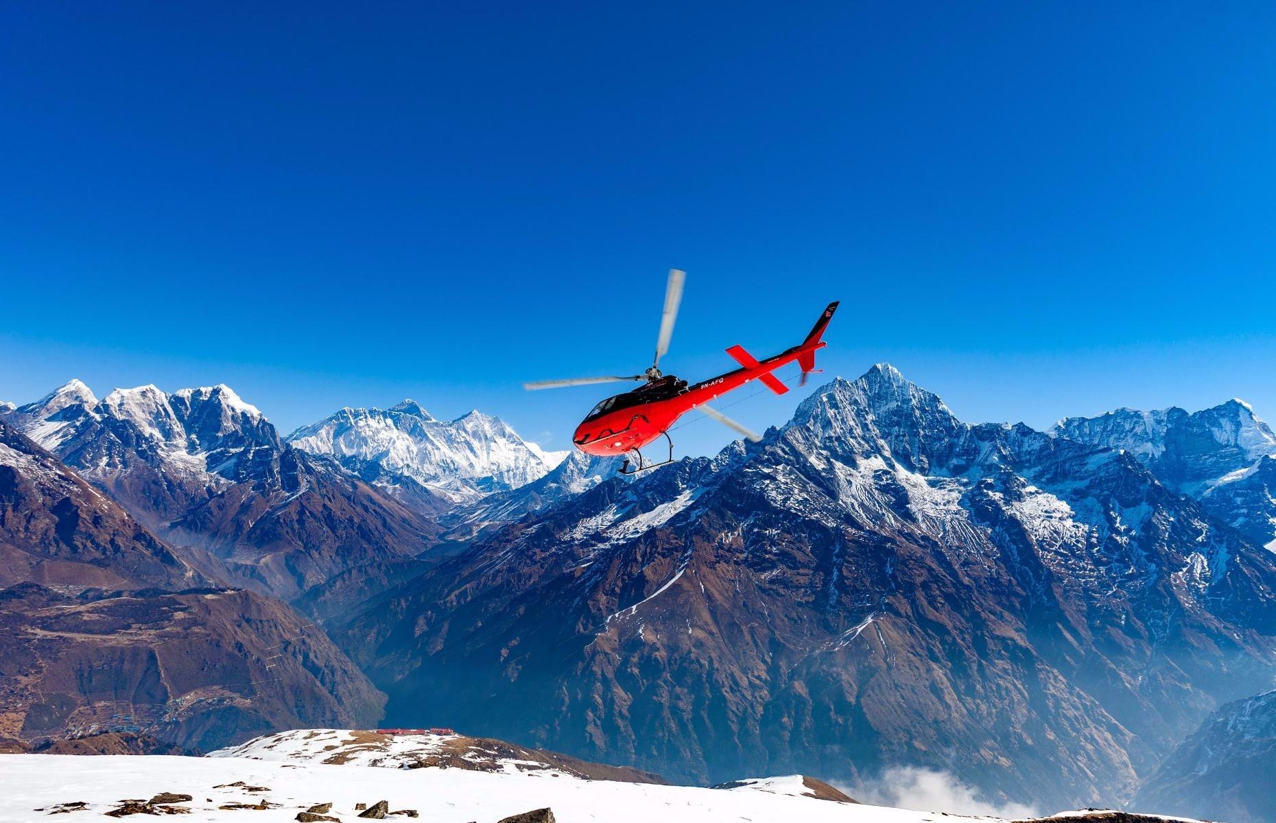 Helicopter in the Himalayas
